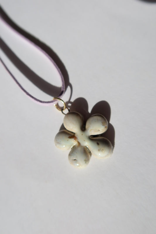 Bloom handmade ceramic flower necklace in Sparkling White — inspired by Lisbon in spring, hand-sculpted, made in Portugal by Jadeo Studio