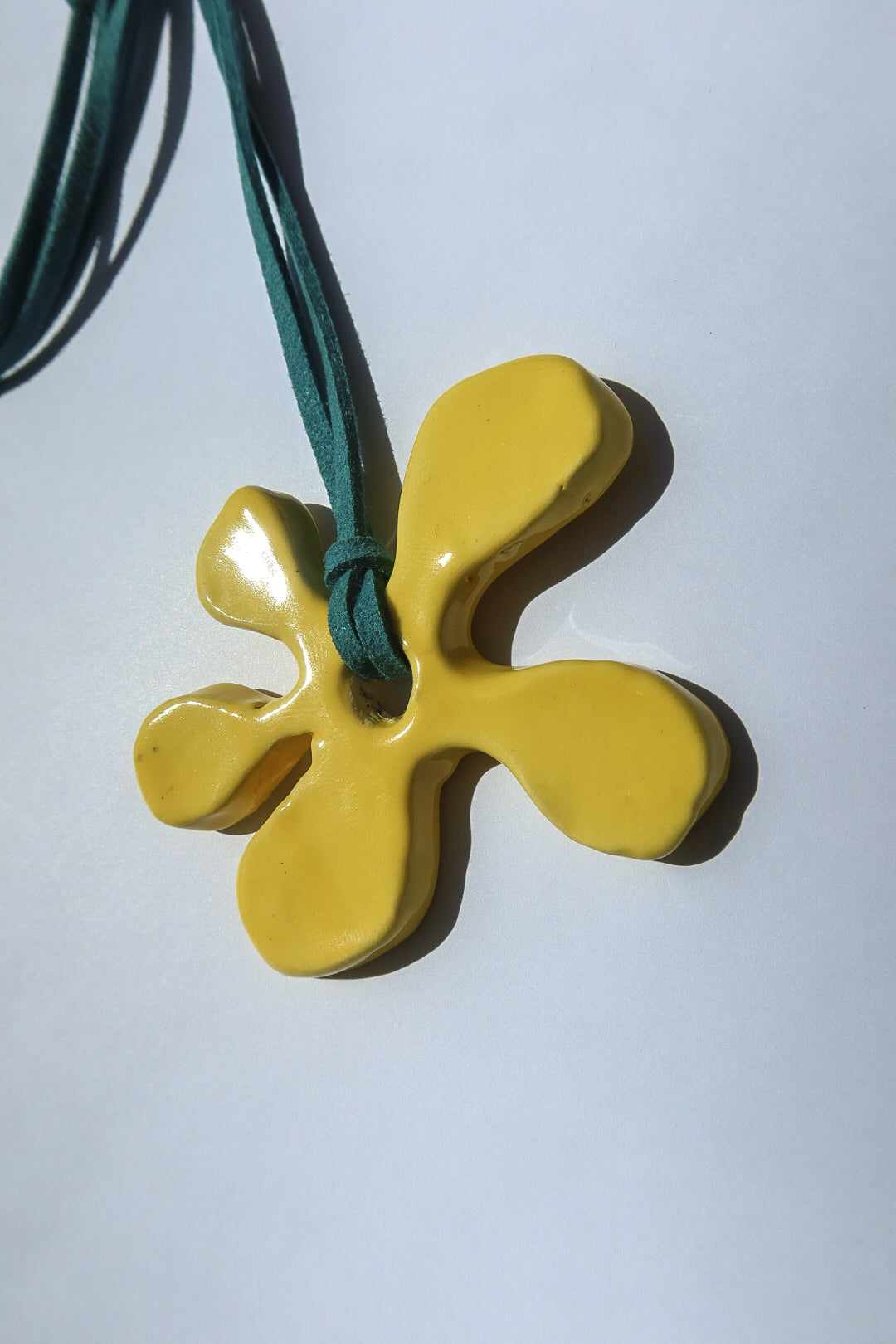 Bloom handmade ceramic necklace in Yellow Sunshine — inspired by Lisbon in spring, hand-sculpted, made in Portugal by Jadeo Studio