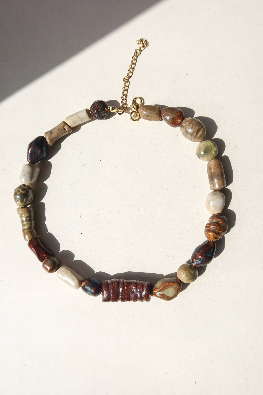 Achado handmade ceramic bead necklace — Maré Collection, one of a kind, made in Lisbon by Jadeo Studio
