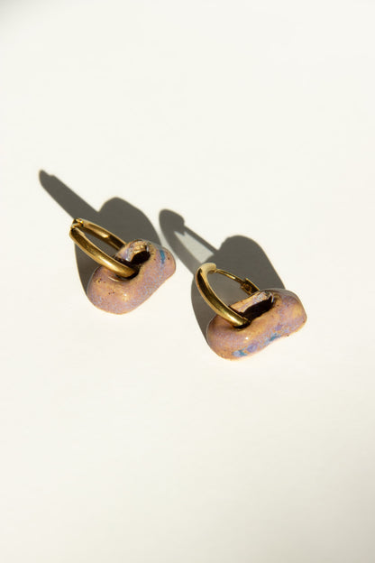 Azoia handmade ceramic earrings in Purple Blue — subtle small hoop, everyday elegance, made in Lisbon Portugal by Jadeo Studio