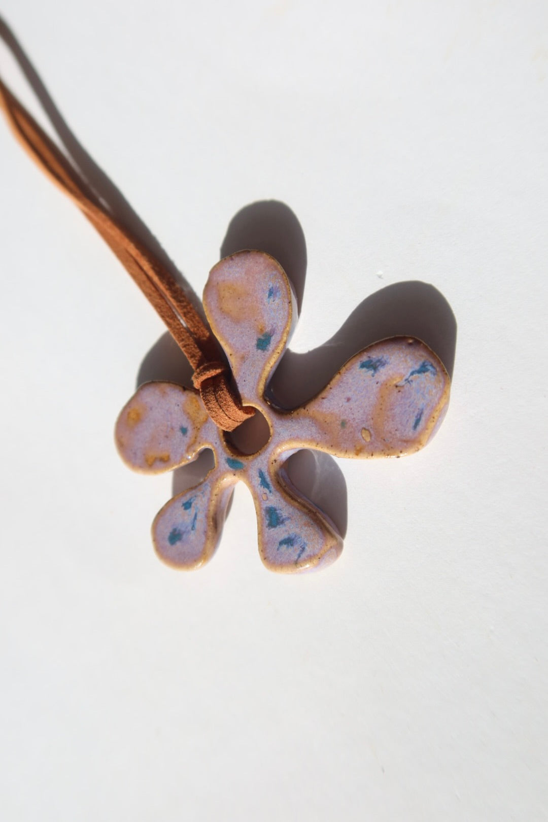 Bloom handmade ceramic flower necklace in Purple Blue — inspired by Lisbon in spring, hand-sculpted, made in Portugal by Jadeo Studio
