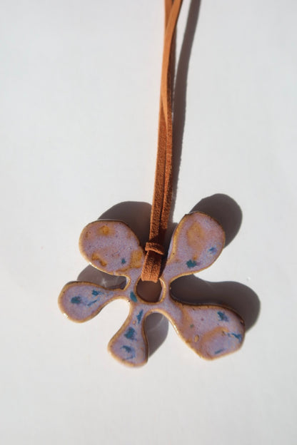 Bloom handmade ceramic flower necklace in Purple Blue — inspired by Lisbon in spring, hand-sculpted, made in Portugal by Jadeo Studio