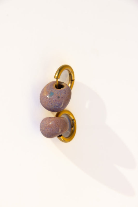 Gomes handmade ceramic earrings in Purple Blue — rounded circular form, bold yet discreet, made in Lisbon Portugal by Jadeo Studio
