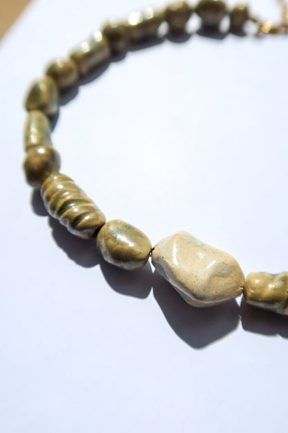 Limo handmade ceramic bead necklace — Maré Collection, one of a kind, made in Portugal by Jadeo Studio