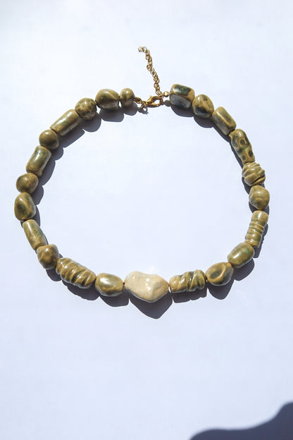 Limo handmade ceramic bead necklace — Maré Collection, one of a kind, made in Lisbon by Jadeo Studio