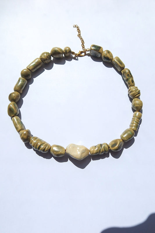 Limo handmade ceramic bead necklace — Maré Collection, one of a kind, made in Lisbon by Jadeo Studio
