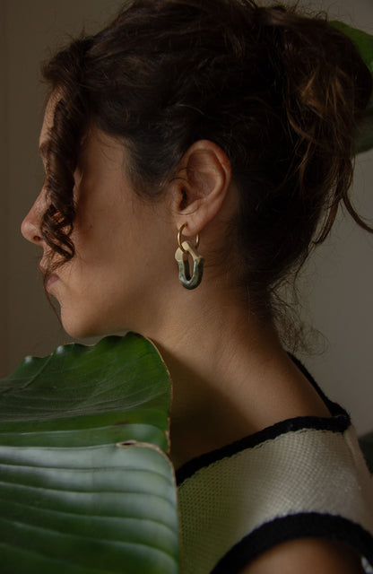 Mosca handmade ceramic earrings in Light Green — organic sculpted clay with glossy glaze, made in Lisbon Portugal by Jadeo Studio, Lisbon lifestyle