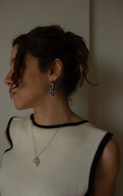 Penha handmade ceramic earrings in Dark Green — minimalist rectangular drop, sculpted clay, statement jewlery made in Lisbon Portugal by Jadeo Studio
